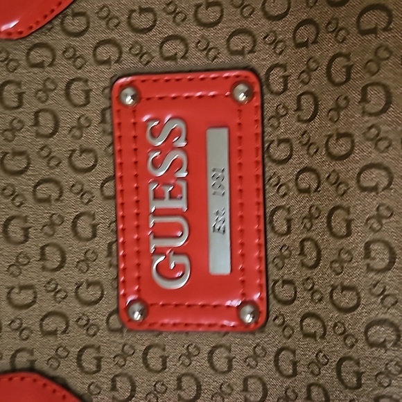VTG GUESS 1990s Salmon Pink Trim Logo Monogram Doctor Handbag - Picture 4 of 10